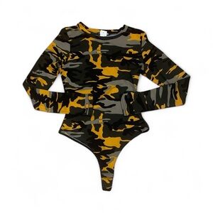 Fashion nova camo long sleeve bodysuit
